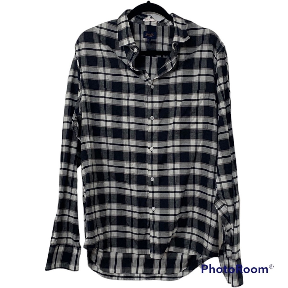 GOODMAN Plaid Collar Shirt XL Black White